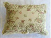 Beige Embroidered Oblong Cushion - 62cm x 48cm - COMPLETE WITH HOLLOW FIBRE INNER