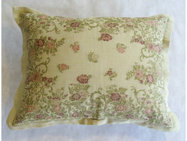 Beige Embroidered Oblong Cushion - 62cm x 48cm - COMPLETE WITH HOLLOW FIBRE INNER