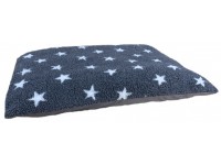 Fleece Dog Bed Cushion With Waterproof Base - Grey with White Stars