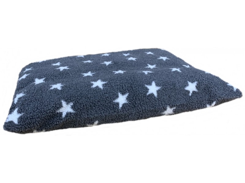 Grey with White Stars - Sherpa Fleece Dog Bed Cushion