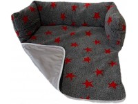 Sofa Dog Bed - Grey with Red Stars