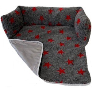 Sofa Dog Bed - Grey, Red Stars with Waterproof Base Sofa Dog Bed - Grey, Red Stars with Waterproof Base