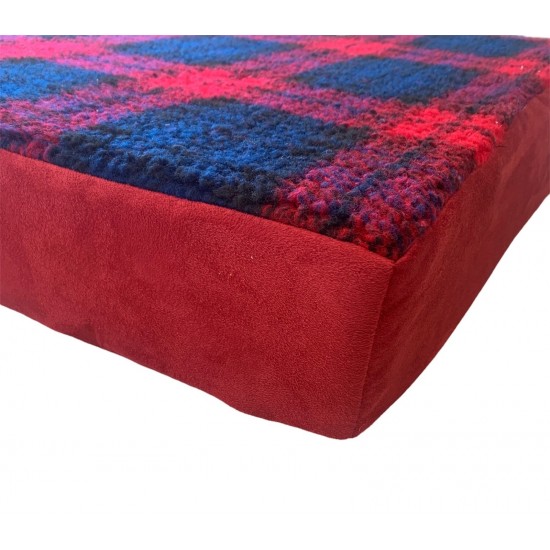 Crimson Red Memory Foam Dog Bed - 58cm Square, 9cm Deep