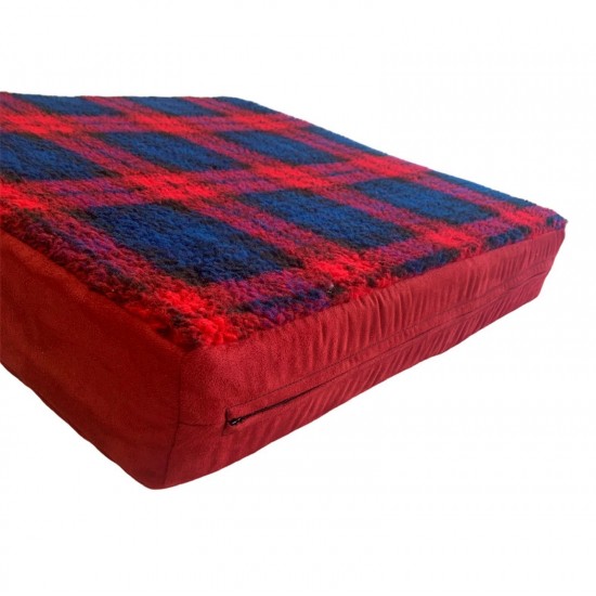 Crimson Red Memory Foam Dog Bed - 58cm Square, 9cm Deep