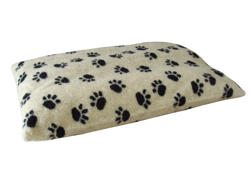 Cream Pawprints - Sherpa Fleece Dog Bed Cushion