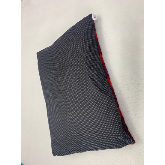 Grey with Red Stars - Sherpa Fleece Dog Bed Cushion