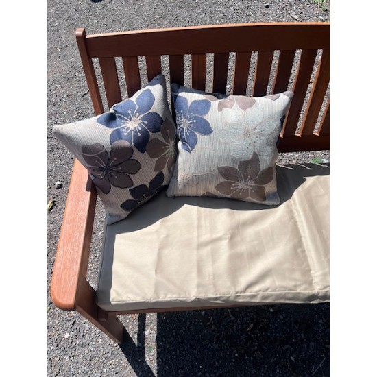 4ft Clearance Bench Set with Side Pillows - Beige / Floral SHOWERPROOF