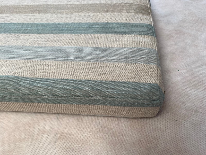 Garden Bench Cushion Set Including Back Pads - Beige, Green, Turquoise Stripes