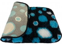 Clearance PnH Veterinary Bedding - BINDED - Black / Blue Circles - 75cm x 50cm