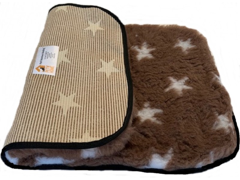 PnH Veterinary Bedding ® - BINDED - NON SLIP - Brown with White Stars