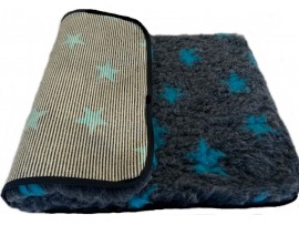 PnH Veterinary Bedding ® - BINDED - NON SLIP - Charcoal with Blue Stars