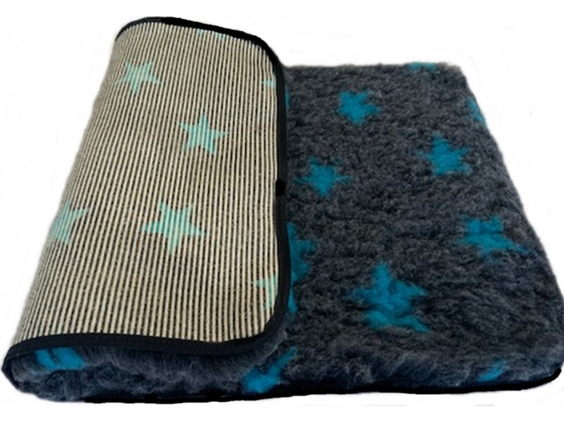 PnH Veterinary Bedding ® - BINDED - NON SLIP - Charcoal with Blue Stars