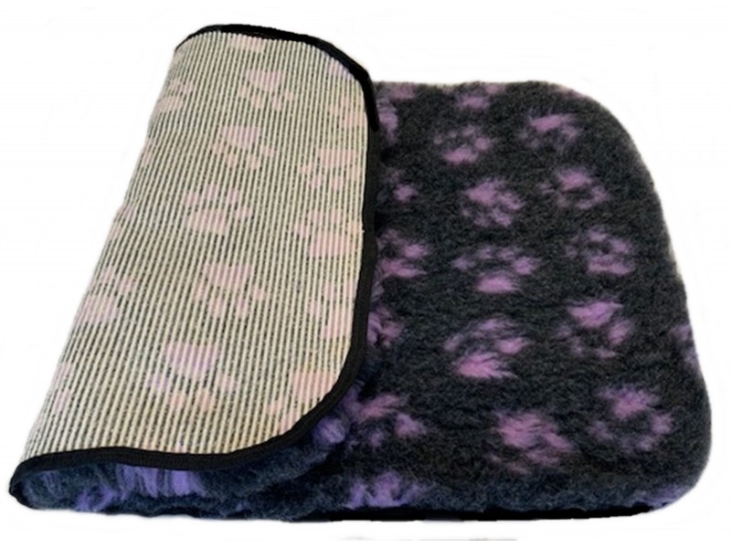 PnH Veterinary Bedding ® - BINDED - NON SLIP - Charcaol with Lilac Paws