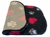 PnH Veterinary Bedding ® - BINDED - NON SLIP - Charcoal with Pink Hearts