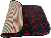 Clearance PnH Veterinary Bedding - BINDED - Charcoal / Red Paws - 75cm x 50cm