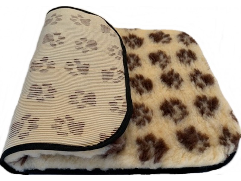 PnH Veterinary Bedding ® - BINDED - NON SLIP - Cream with Brown Paws