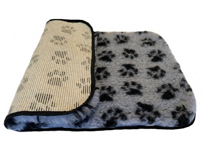 PnH Veterinary Bedding ® - BINDED - NON SLIP - Grey with Black Paws