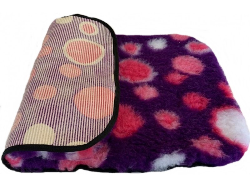 PnH Veterinary Bedding ® - BINDED - NON SLIP - Purple with Pink Circles
