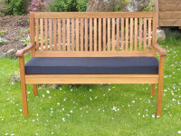 Garden Bench Cushion - Black Faux Suede
