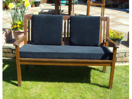 Garden Bench Cushion Set Including Back Pads - Black Cord