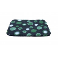Non Slip Vet Bedding - BINDED  - Black with Green Circles