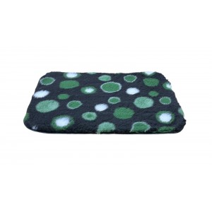 Non Slip Vet Bedding - BINDED  - Black with Green Circles Non Slip Vet Bedding - BINDED  - Black with Green Circles