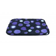 Non Slip Vet Bedding - BINDED - Black with Purple Circles