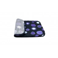 Non Slip Vet Bedding - BINDED - Black with Purple Circles