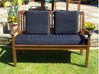Garden Bench Cushion Set Including Back Pads - Black SHOWERPROOF