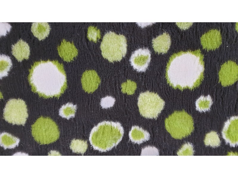 PnH Veterinary Bedding - NON SLIP - RECTANGLE - Black with Green Circles