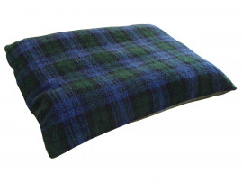 Fleece Dog Bed Cushion With Waterproof Base - Blackwatch Tartan