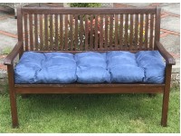 Blown Fibre Garden Bench Cushion - Denim Blue Faux Suede