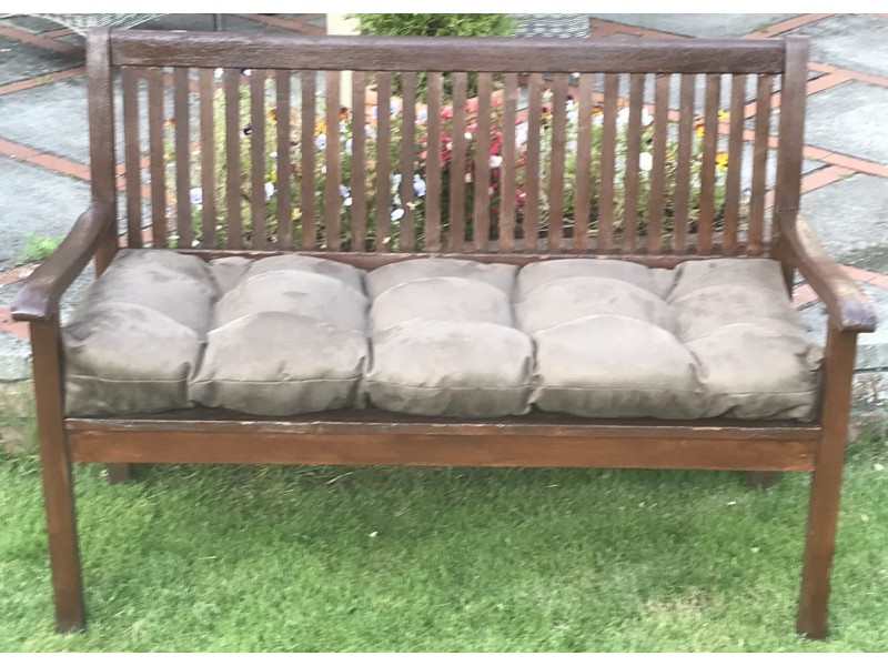 Blown Fibre Garden Bench Cushion - Chocolate Brown Faux Suede