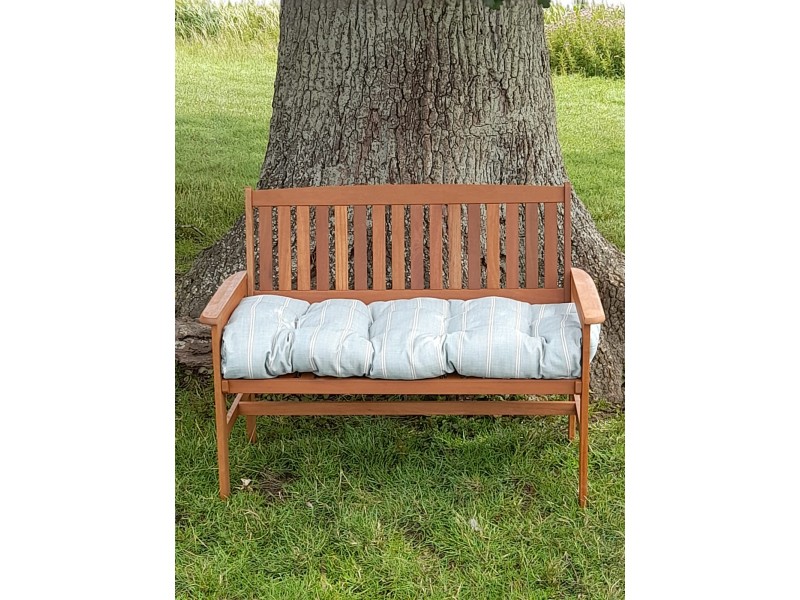 Blown Fibre Garden Bench Cushion - Duck Egg / White Stripe