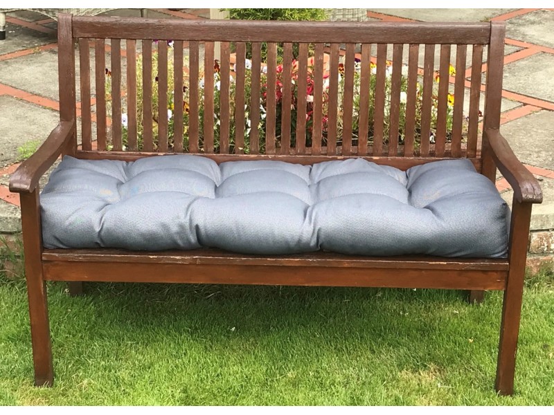 Blown Fibre Garden Bench Cushion - Grey Herringbone