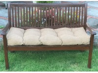 Blown Fibre Garden Bench Cushion - Mustard/Brown Stripe