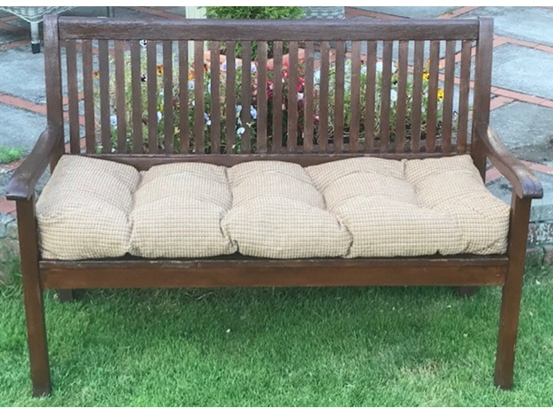 Blown Fibre Garden Bench Cushion - Mustard/Brown Stripe