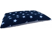 Fleece Dog Bed Cushion With Waterproof Base - Midnight Blue with White Stars