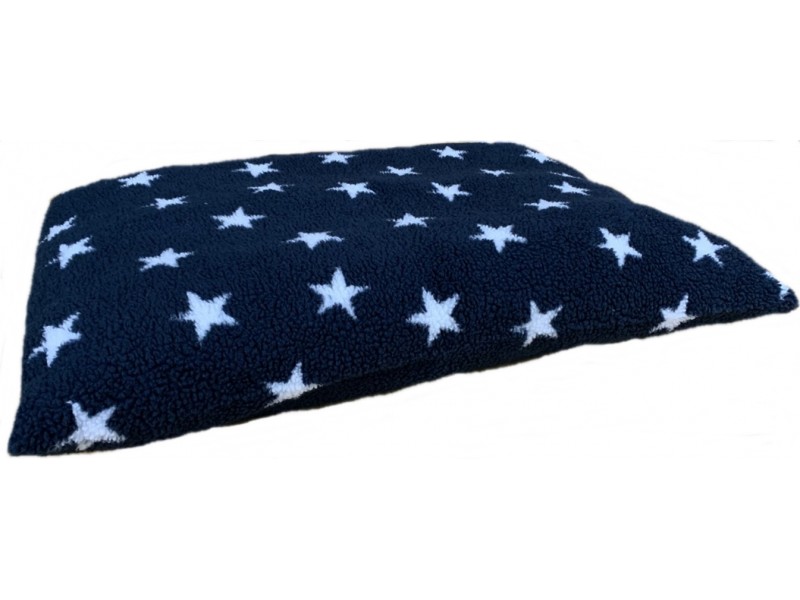 Midnight Blue with White Stars - Sherpa Fleece Dog Bed Cushion