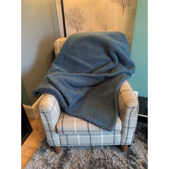Deluxe Sherpa Fleece Lap Blanket - DOUBLE LAYERED - Blue