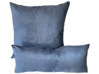 Faux Suede Cushion & Bolster Set - Denim Blue