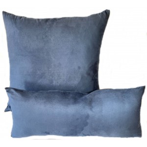 Faux Suede Cushion & Bolster Set - Denim Blue Faux Suede Cushion & Bolster Set - Denim Blue
