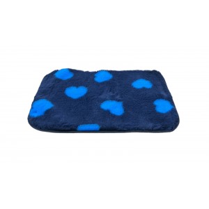Non Slip Vet Bedding - BINDED - Teal with Blue Hearts