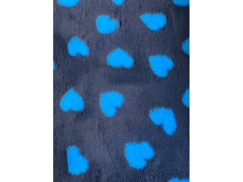 PnH Veterinary Bedding ® - BINDED - NON SLIP - Teal with Blue Hearts