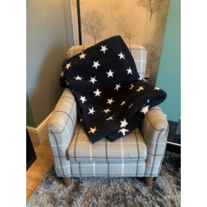 Deluxe Sherpa Fleece Lap Blanket - DOUBLE LAYERED - Blue with White Stars Deluxe Sherpa Fleece Lap Blanket - DOUBLE LAYERED - Blue with White Stars