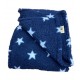 Deluxe Sherpa Fleece Lap Blanket - DOUBLE LAYERED - Blue with White Stars