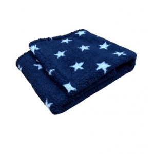 Blue with White Stars - Double Layered Sherpa Fleece Dog Blanket 