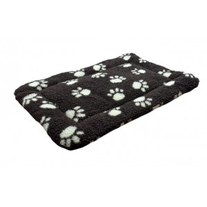 Sherpa Fleece Quilted Dog Pad - Brown with Cream Paws