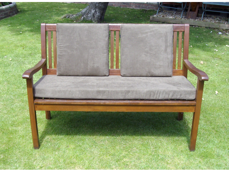 Garden Bench Cushion Set Including Back Pads - Chocolate Brown Faux Suede
