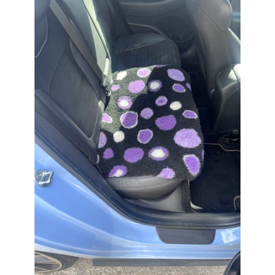 Car Seat Protector - Black with Purple Circles